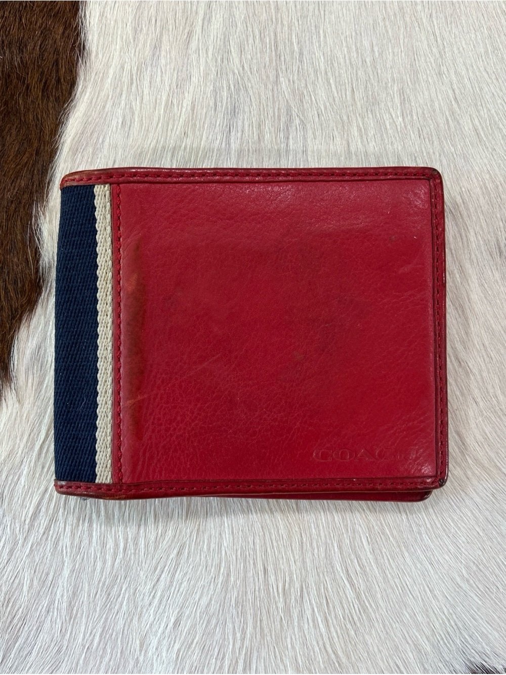 Coach Heritage Web Leather Compact ID Wallet Menโs Red
